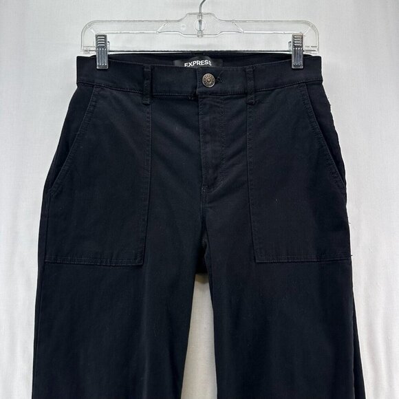 Express Jeans Womens Size 4 Stretch Cropped Straight High Washed Denim Black - Picture 3 of 12